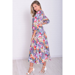 Платье женское Ф1074з штапель (р-ры: 46-56) акварель