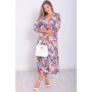 Платье женское Ф1074з штапель (р-ры: 46-56) акварель