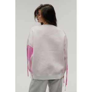 Джемпер женский "Сердце" №059150 вязаный трикотаж (р-ры: 46-52) белый