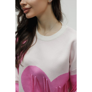 Джемпер женский "Сердце" №059150 вязаный трикотаж (р-ры: 46-52) белый