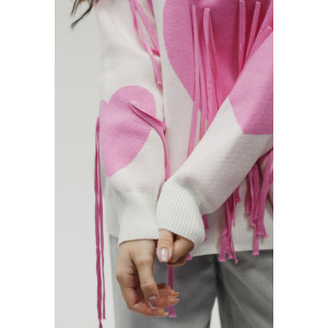 Джемпер женский "Сердце" №059150 вязаный трикотаж (р-ры: 46-52) белый