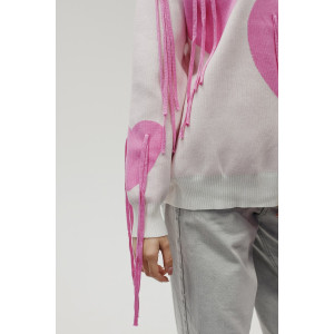 Джемпер женский "Сердце" №059150 вязаный трикотаж (р-ры: 46-52) белый