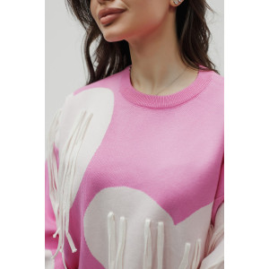 Джемпер женский "Сердце" №059150 вязаный трикотаж (р-ры: 46-52) розовый