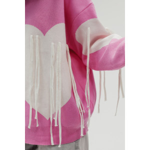 Джемпер женский "Сердце" №059150 вязаный трикотаж (р-ры: 46-52) розовый