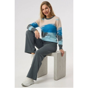 Костюм двойка женский "Морской" №057898 вязаный трикотаж (р-ры: 42-50) серый