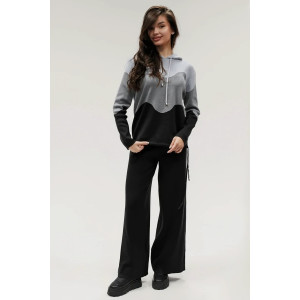 Костюм двойка женский "Волна" №057882 вязаный трикотаж (р-ры: 42-50) черный