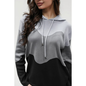 Костюм двойка женский "Волна" №057882 вязаный трикотаж (р-ры: 42-50) черный