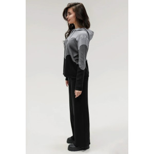 Костюм двойка женский "Волна" №057882 вязаный трикотаж (р-ры: 42-50) черный