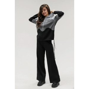 Костюм двойка женский "Волна" №057882 вязаный трикотаж (р-ры: 42-50) черный