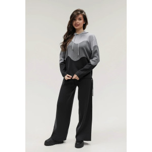 Костюм двойка женский "Волна" №057882 вязаный трикотаж (р-ры: 42-50) черный
