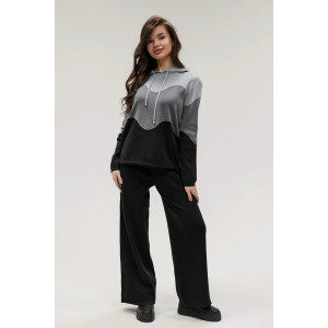 Костюм двойка женский "Волна" №057882 вязаный трикотаж (р-ры: 42-50) черный