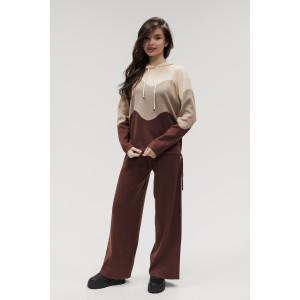 Костюм двойка женский "Волна" №057882 вязаный трикотаж (р-ры: 42-50) коричневый