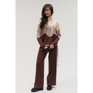 Костюм двойка женский "Волна" №057882 вязаный трикотаж (р-ры: 42-50) коричневый