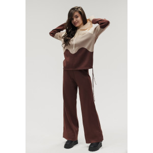 Костюм двойка женский "Волна" №057882 вязаный трикотаж (р-ры: 42-50) коричневый