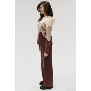 Костюм двойка женский "Волна" №057882 вязаный трикотаж (р-ры: 42-50) коричневый