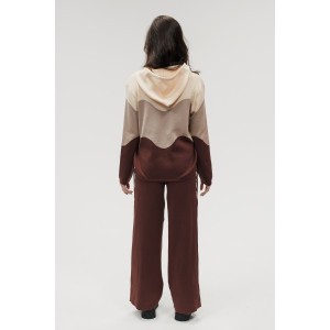 Костюм двойка женский "Волна" №057882 вязаный трикотаж (р-ры: 42-50) коричневый