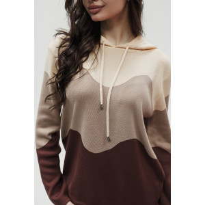 Костюм двойка женский "Волна" №057882 вязаный трикотаж (р-ры: 42-50) коричневый