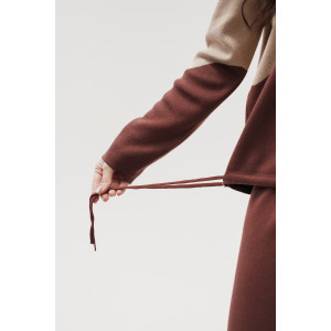 Костюм двойка женский "Волна" №057882 вязаный трикотаж (р-ры: 42-50) коричневый