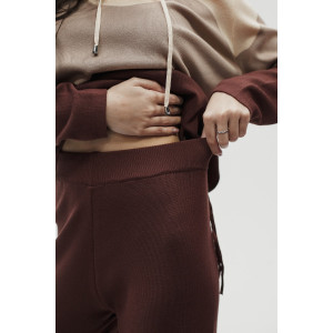 Костюм двойка женский "Волна" №057882 вязаный трикотаж (р-ры: 42-50) коричневый