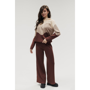 Костюм двойка женский "Волна" №057882 вязаный трикотаж (р-ры: 42-50) коричневый