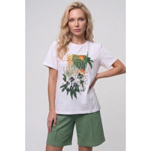 Костюм двойка женский "Парадиз В" кулирка+футер 2-х нитка (р-ры: 44-58) зеленый-2