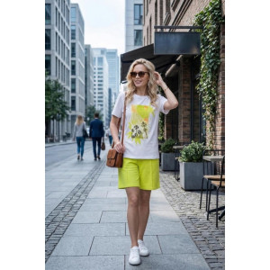 Костюм двойка женский "Парадиз ЛС" кулирка+футер 2-х нитка (р-ры: 44-58) лайм светлый