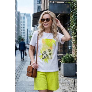 Костюм двойка женский "Парадиз ЛС" кулирка+футер 2-х нитка (р-ры: 44-58) лайм светлый