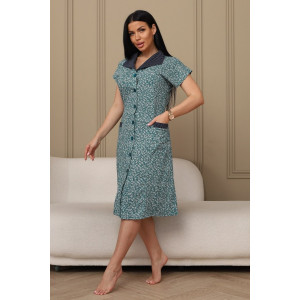 Халат женский 029 кулирка (р-ры: 50-66) зеленый-цветы