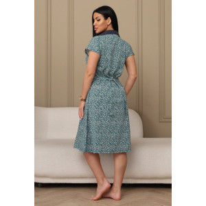 Халат женский 029 кулирка (р-ры: 50-66) зеленый-цветы