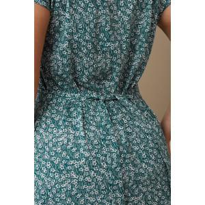 Халат женский 029 кулирка (р-ры: 50-66) зеленый-цветы