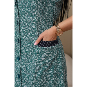 Халат женский 029 кулирка (р-ры: 50-66) зеленый-цветы