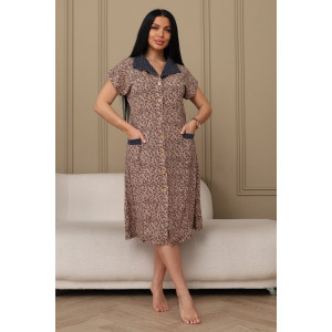 Халат женский 029 кулирка (р-ры: 50-66) бежевый-цветы