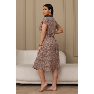 Халат женский 029 кулирка (р-ры: 50-66) бежевый-цветы