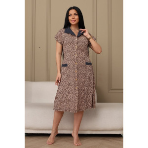 Халат женский 029 кулирка (р-ры: 50-66) бежевый-цветы