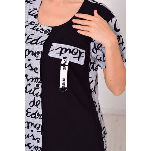 Халат женский 3212а кулирка (р-ры: 48-66) серый+черный