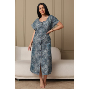 Халат женский 001 кулирка (р-ры: 54-70) голубой-круги