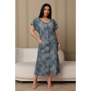 Халат женский 001 кулирка (р-ры: 54-70) голубой-круги