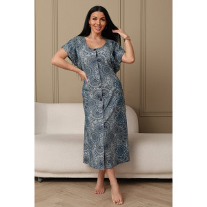 Халат женский 001 кулирка (р-ры: 54-70) голубой-круги