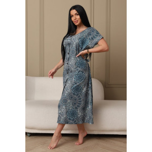 Халат женский 001 кулирка (р-ры: 54-70) голубой-круги