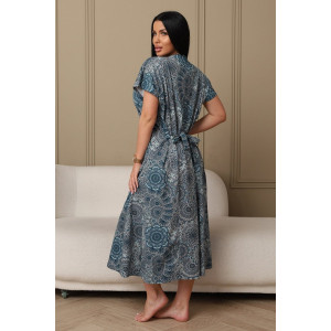 Халат женский 001 кулирка (р-ры: 54-70) голубой-круги