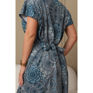 Халат женский 001 кулирка (р-ры: 54-70) голубой-круги