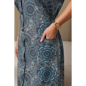 Халат женский 001 кулирка (р-ры: 54-70) голубой-круги