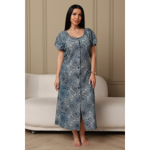 Халат женский 001 кулирка (р-ры: 54-70) голубой-круги