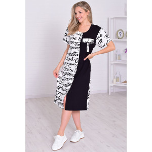 Халат женский 3212 кулирка (р-ры: 48-66) черный+белый