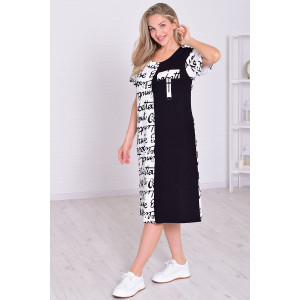 Халат женский 3212 кулирка (р-ры: 48-66) черный+белый