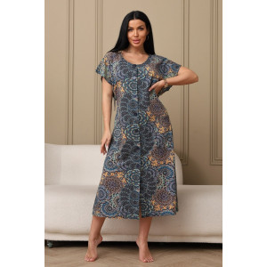 Халат женский 001 кулирка (р-ры: 54-70) оранжевый-круги