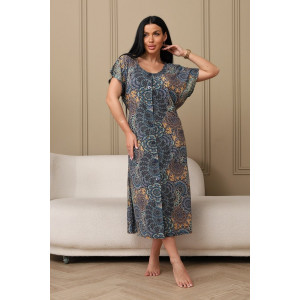 Халат женский 001 кулирка (р-ры: 54-70) оранжевый-круги