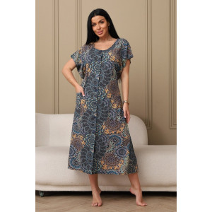 Халат женский 001 кулирка (р-ры: 54-70) оранжевый-круги