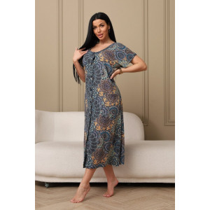 Халат женский 001 кулирка (р-ры: 54-70) оранжевый-круги