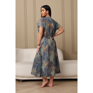 Халат женский 001 кулирка (р-ры: 54-70) оранжевый-круги